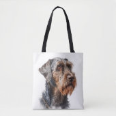 BRUIN & WIT DUITSE DRAADHARIGE WIJZERHOND TOTE BAG (Voorkant)