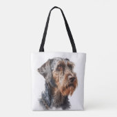 BRUIN & WIT DUITSE DRAADHARIGE WIJZERHOND TOTE BAG (Achterkant)