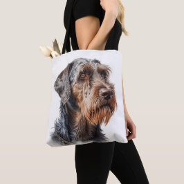 BRUIN & WIT DUITSE DRAADHARIGE WIJZERHOND TOTE BAG