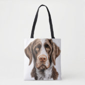 BRUIN & WIT DUITSE DRAADHARIGE WIJZERHOND TOTE BAG (Voorkant)