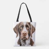 BRUIN & WIT DUITSE DRAADHARIGE WIJZERHOND TOTE BAG (Achterkant)