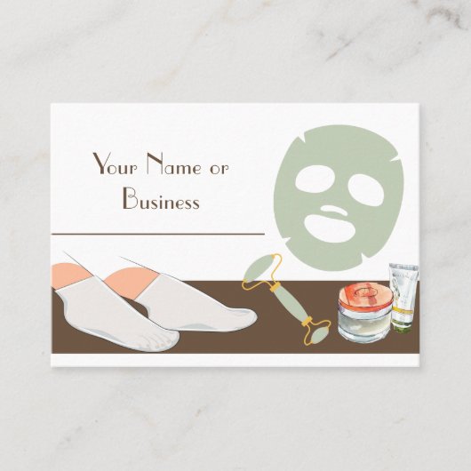 Bruin, wit en mint groene spa of salon visitekaartje (Voorkant)