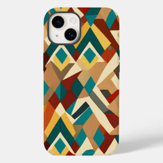 Bruin wit en zwart blauw kleine lijnen Case-Mate iPhone 14 hoesje