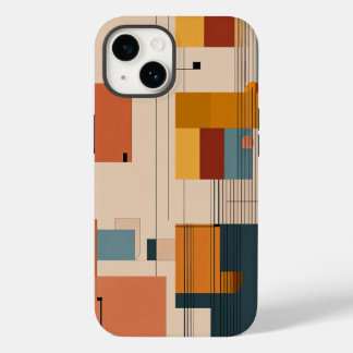 Bruin wit en zwart blauw kleine lijnen Case-Mate iPhone 14 hoesje