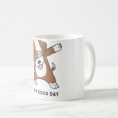 Bruin wit geïllustreerd hondje heeft een goede dag koffiemok (Voorkant rechts)