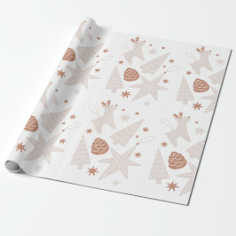 Bruin wit geïllustreerd kerstcadeaupapier cadeaupapier