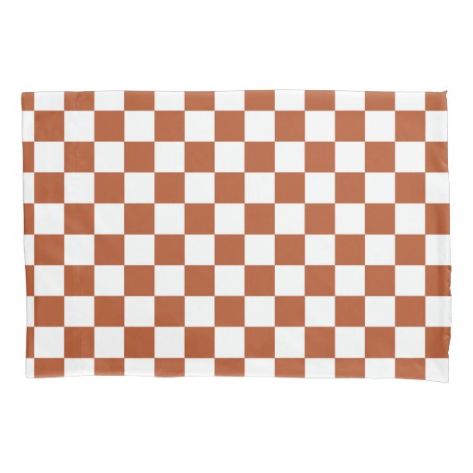 Bruin wit geruit controlepatroon kussensloop (Voorkant)