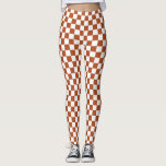 Bruin wit geruit controlepatroon leggings<br><div class="desc">Bruin en Wit Controleer Geblokte Geometrische Vierkantjes Patroonontwerp</div>