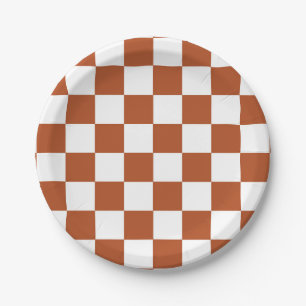 Bruin wit geruit controlepatroon papieren bordje