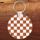 Bruin wit geruit controlepatroon sleutelhanger (Voorkant)