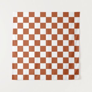 Bruin wit geruit controlepatroon wandkleed