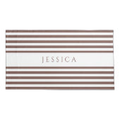 Bruin & Wit Gestreept Patroonnaam Kussen Hoesje Kussensloop (Achterkant)