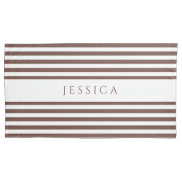 Bruin & Wit Gestreept Patroonnaam Kussen Hoesje Kussensloop