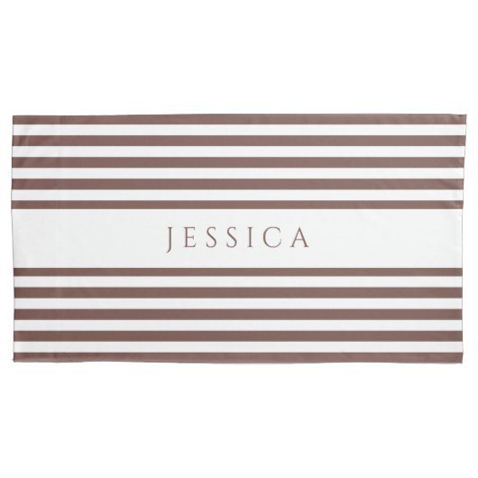 Bruin & Wit Gestreept Patroonnaam Kussen Hoesje Kussensloop (Voorkant)