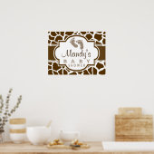 Bruin, wit Giraffe, Baby shower voor het afdrukken Poster (Keuken)