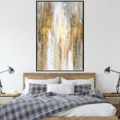 Bruin, Wit & Goud Verticale Texturen – Abstract Canvas Afdruk (Insitu (Slaapkamer))