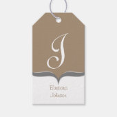 Bruin Wit Grijs Monogram Naam Gift Labels Cadeaulabel (Voorkant)
