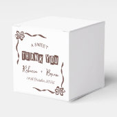 Bruin & Wit Hand Getrokken Bow Schets Huwelijk Bedankdoosjes (Voorkant Zijde)