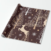 Bruin Wit Kerst Inpakpapier Patroon Ontwerp (Uitgerold)