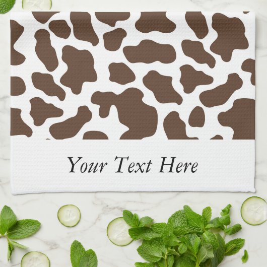Bruin Wit Koe Patroon Gepersonaliseerd Theedoek (Gevouwen)