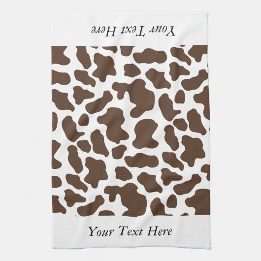 Bruin Wit Koe Patroon Gepersonaliseerd Theedoek (Verticaal)