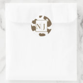 Bruin & Wit Koe Print Country Western Rodeo Ronde Sticker (Tas)