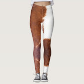 Bruin, wit, koeienafdrukken leggings (Voorkant)