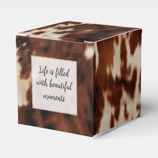 Bruin Wit Koeienhuid Bedankdoosjes (Voorkant Zijde)