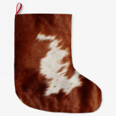 Bruin Wit Koeienhuid Grote Kerstsok (Voorkant)