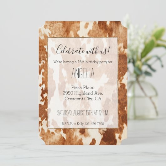 Bruin Wit Koeienhuid Kaart (Staand voorkant)