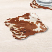 Bruin Wit Koeienhuid Kartonnen Onderzetters (Gekanteld)