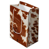 Bruin Wit Koeienhuid Medium Cadeauzakje (Voorkant Gekanteld)