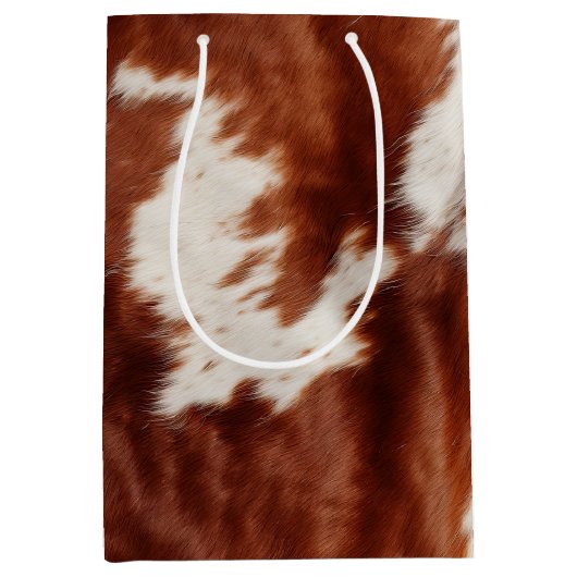 Bruin Wit Koeienhuid Medium Cadeauzakje (Voorkant)