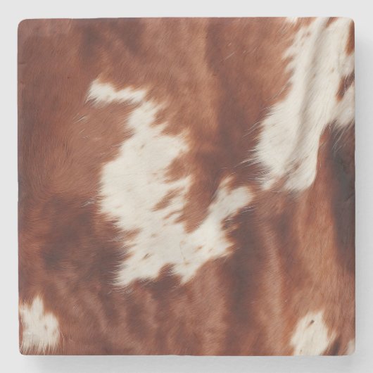 Bruin Wit Koeienhuid Stenen Onderzetter (Voorkant)