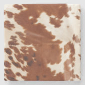 Bruin Wit Koeienhuid Stenen Onderzetter (Voorkant)