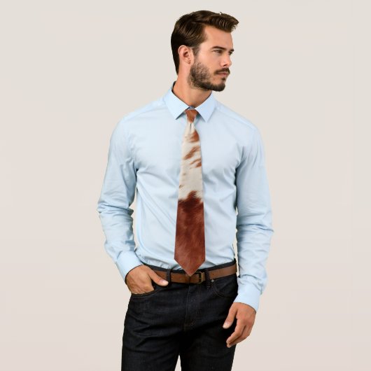 Bruin Wit Koeienhuid Stropdas (In situ)