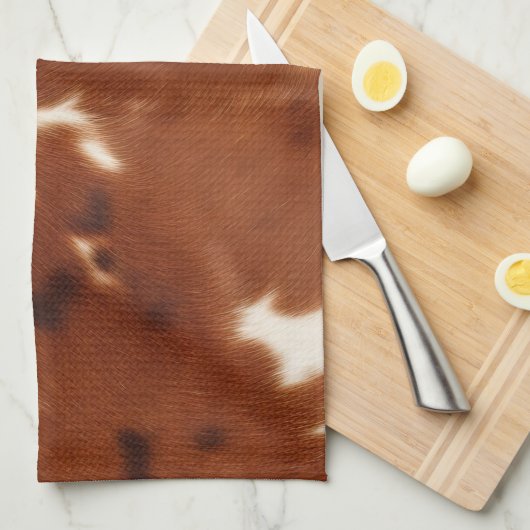 Bruin Wit Koeienhuid Theedoek (Quarter Fold)