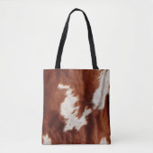 Bruin Wit Koeienhuid Tote Bag (Voorkant)