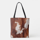 Bruin Wit Koeienhuid Tote Bag (Achterkant)