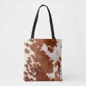 Bruin Wit Koeienhuid Tote Bag (Voorkant)