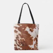Bruin Wit Koeienhuid Tote Bag (Achterkant)