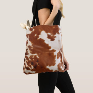 Bruin Wit Koeienhuid Tote Bag