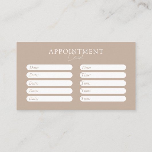 Bruin & Wit, Minimaal, Elegant, Salon Afsprakenkaartje (Achterkant)