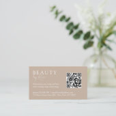 Bruin & Wit, Minimaal, Elegant, Salon, QR-code Afsprakenkaartje (Staand voorkant)