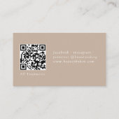 Bruin & Wit, Minimaal Elegant, Salon QR Code Visitekaartje (Achterkant)