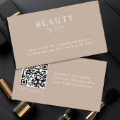 Bruin & Wit, Minimaal Elegant, Salon QR Code Visitekaartje