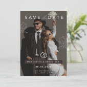 Bruin wit minimalistische bruiloft kaart (Staand voorkant)