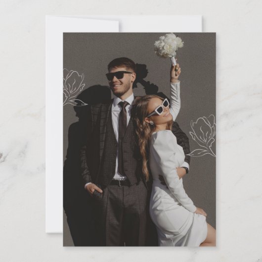 Bruin wit minimalistische bruiloft kaart (Achterkant)