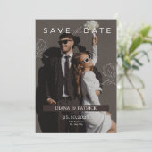 Bruin Wit minimalistische bruiloft uitnodiging (Staand voorkant)