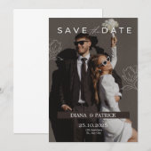 Bruin Wit minimalistische bruiloft uitnodiging (Voorkant / Achterkant)